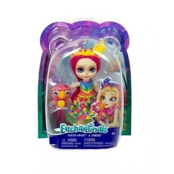 Enchantimals little sister : poupée peachy perroquet 10 cm et chatter - figurine animal, accessoires - mattel - hcf99