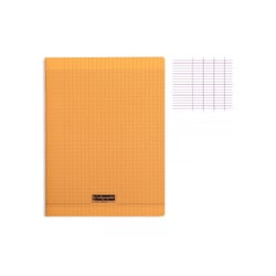 Cahier - A4 (21x29,7cm) - Grands carreaux - 48 pages - Polypro - sans spirale - Orange