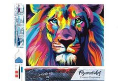 Diamond Painting Broderie Diamant Figured’Art 40x50cm toile entière roulée avec diamants carrés - Lion Pop Art