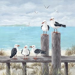 Lot de 4 serviettes en papier découpage collage 33 cm BORD DE MER M100