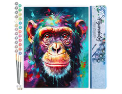 Peinture par Numéro Figured'Art - Chimpanzé Coloré Abstrait - Kit de Loisir Créatif DIY Numéro d'Art Complet - 40x50cm sans châssis en bois