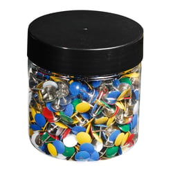 Boîte de 1 000 punaises couleur en laiton - Hauteur de pointe 9mm - 9mm de diamètre - Couleurs assorties - Exacompta