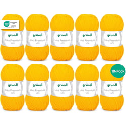 10 Pelotes de laine - Jaune maïs - 10 - 100% acrylique - 3,5/4,5 mm - Gründl - Lisa Premium
