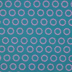 Tissu Polycoton  Rosace Pop fuchsia sur fond Bleu canard - Au mètre