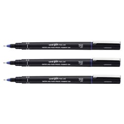 Lot de 3 feutres techniques UNI-BALL PIN 03200 B pointe calibrée 0,3 mm bleu
