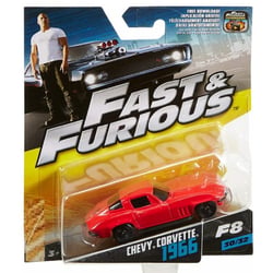 Fast et furious : chevy corvette 1966 - vehicule miniature rouge - voiture - mattel fcn87