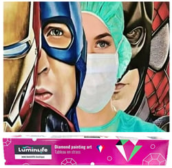 Diamond Painting Broderie Diamant LUMINLIFE 50x65cm, 5D, diamants ronds - Super-héros - W012