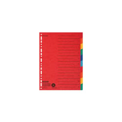 Intercalaires A4+ 10 positions en carte recyclée - Couleurs assorties - x 20 - Falken