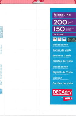 Pack 150 Cartes Visite Blanc 200G.85X54