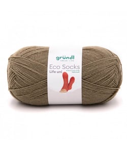 Laine à chaussettes à tricoter ECO SOCKS LIFE UNI - 100 GR - Grundl - certifiée Oeko-Tex 04 Marron