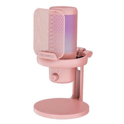 Microphone USB Condensateur Gaming Avec Annulation De Bruit Et Lumière RGB Rose 2 YONIS
