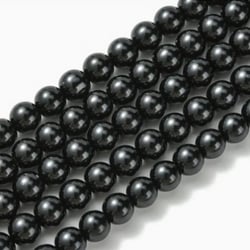Fil de 100 perles rondes en verre nacré fabrication bijoux 8 mm NOIR