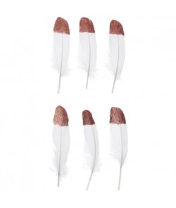 Grandes Plumes Fantaisies 18 cm X 6 pièces - Rico Design Blancor Rose blanc