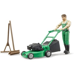 bworld Jardinier avec tondeuse à gazon et outils de jardinage