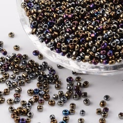 1000 Perles de rocaille noir / bronze ø 2 mm 12/0 - creation bijoux