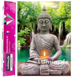 Diamond Painting Broderie Diamant LUMINLIFE 50x70cm, 5D, diamants ronds - Buddha et silence