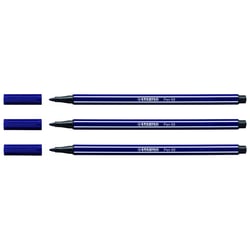 Lot de 3 feutres de dessin pointe ogive moyenne 1 mm - STABILO - Bleu de Paris - PEN 68