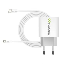 Mayaxess Chargeur Secteur pour Galaxy S23 Fe 20W + Câble USB-C 1m Blanc