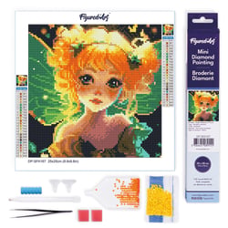Mini Diamond Painting Broderie Diamant Figured’Art 25x25cm toile entière roulée avec diamants ronds - Jolie Petite Fée