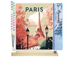 Peinture par Numéro Figured'Art - Affiche Vintage Paris 2 - Kit de Loisir Créatif DIY Numéro d'Art Complet - 40x50cm toile roulée + châssis en bois à monter