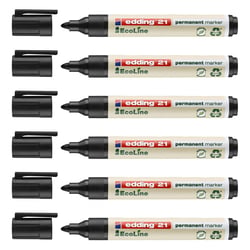 Lot de 6 marqueurs permanents pointe ronde 1,5-3 mm - EDDING - Noir - EcoLine