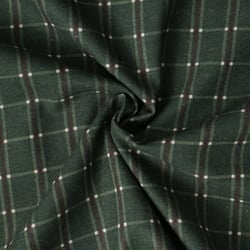 Tissu Toile de coton Honorine carreaux écossais sur fond Vert épicéa - Au mètre