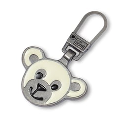 Tirette fashion-zipper ourson blanc, métal