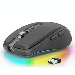 Souris Sans Fil 2400DPI Dual Mode 2.4GHz Bluetooth 5.1 6 Boutons Silencieuse Noir YONIS