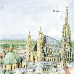 Lot de 4 serviettes en papier découpage collage 33 cm VILLE AUTRICHE WIEN D 117