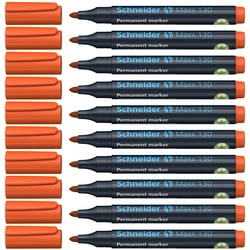 Lot de 10 marqueurs permanents - SCHNEIDER - Maxx 130 - Pointe ogive 1-3 mm - Orange