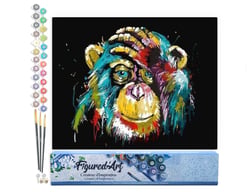 Peinture par Numéro Figured'Art - Babouin Pop Art - Kit de Loisir Créatif DIY Numéro d'Art Complet - 40x50cm sans châssis en bois