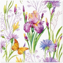 Lot de 4 serviettes en papier découpage collage 33 cm FLEUR IRIS F 200