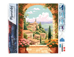 Diamond Painting Broderie Diamant Figured’Art 40x50cm toile entière roulée avec diamants carrés - Toscane en fleurs