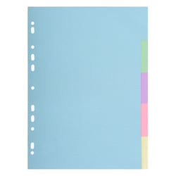 Intercalaires carte pastel 170g Forever 5 positions - A4 - Couleurs assorties - x 50 - Exacompta