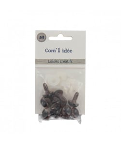Oeil sécurité BRUN pour peluches diam. 14mm en lot de 10 pièces - 3bCom Marron