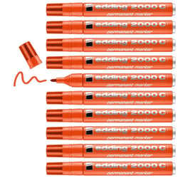 Lot de 10 marqueurs permanents - EDDING - 2000C - Orange - Pointe ronde 1,5-3 mm - Rechargeable