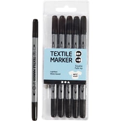 Feutres textiles, trait 2,3+3,6 mm, noir, 6 pièces/ 1 Pq.