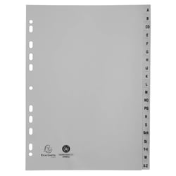 Intercalaires imprimés alphabétiques PP recyclé gris A-Z (alphabet allemand) - 20 positions - A4 - Gris - x 25 - Exacompta