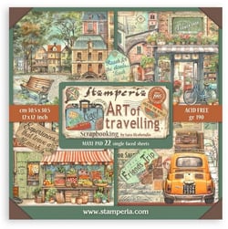 Pochette de 22 feuilles recto Stamperia Art of travelling