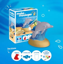 Mako moulages Le dauphin et son bébé - Mako Créations - Bleu