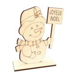Bonhomme de neige à assembler en bois 11 x 14,6 x 0,4 cm