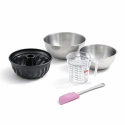 Set pâtisserie avec moule à kouglof 22 cm, 2 bols à mixer, verre mesureur et spatule Zenker