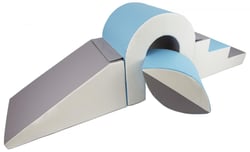 Set de blocs en mousse 4 éléments avec petit pont blanc, bleu clair, gris - Velinda
