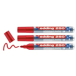 Lot de 3 marqueurs pour tableaux blancs effaçables - EDDING - Rouge - Pointe 1,5-3 mm