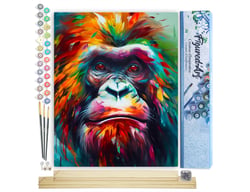 Peinture par Numéro Figured'Art - Orang-outan Coloré Abstrait - Kit de Loisir Créatif DIY Numéro d'Art Complet - 40x50cm toile roulée + châssis en bois à monter