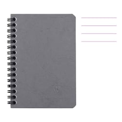 Carnet - 9x14 cm - Lignes - 100 pages - Couverture gris - Spirale