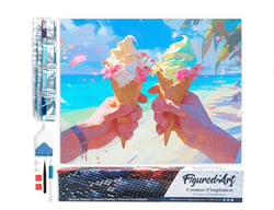 Diamond Painting Broderie Diamant Figured’Art 40x50cm toile entière roulée avec diamants carrés - Glace en bord de mer