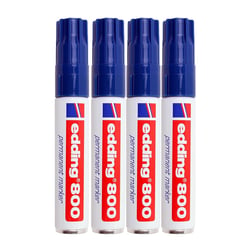 Lot de 4 marqueurs permanents - EDDING - Corps aluminium - Pointe biseau 4-12 mm - Bleu
