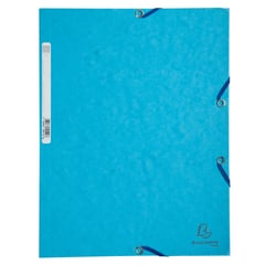 Chemise 3 rabats à élastiques carte lustrée 400g/m2 - A4 - Turquoise - x 25 - Exacompta