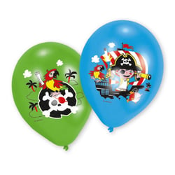 6 Ballons Petit Pirate Vert/Bleu
